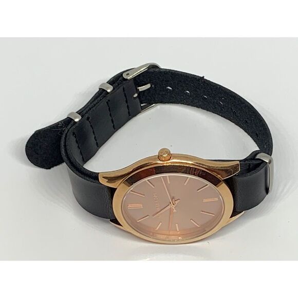 Michael Kors MK4301 Women Black Leather Analog Rose Gold Dial Wrist Watch GE181 - Picture 7 of 11